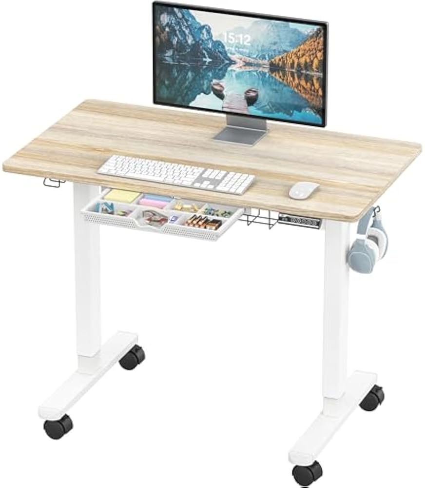 SHW 40-inch Mobile Electric Standing Desk