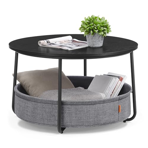 VASAGLE Round Coffee Table with Storage