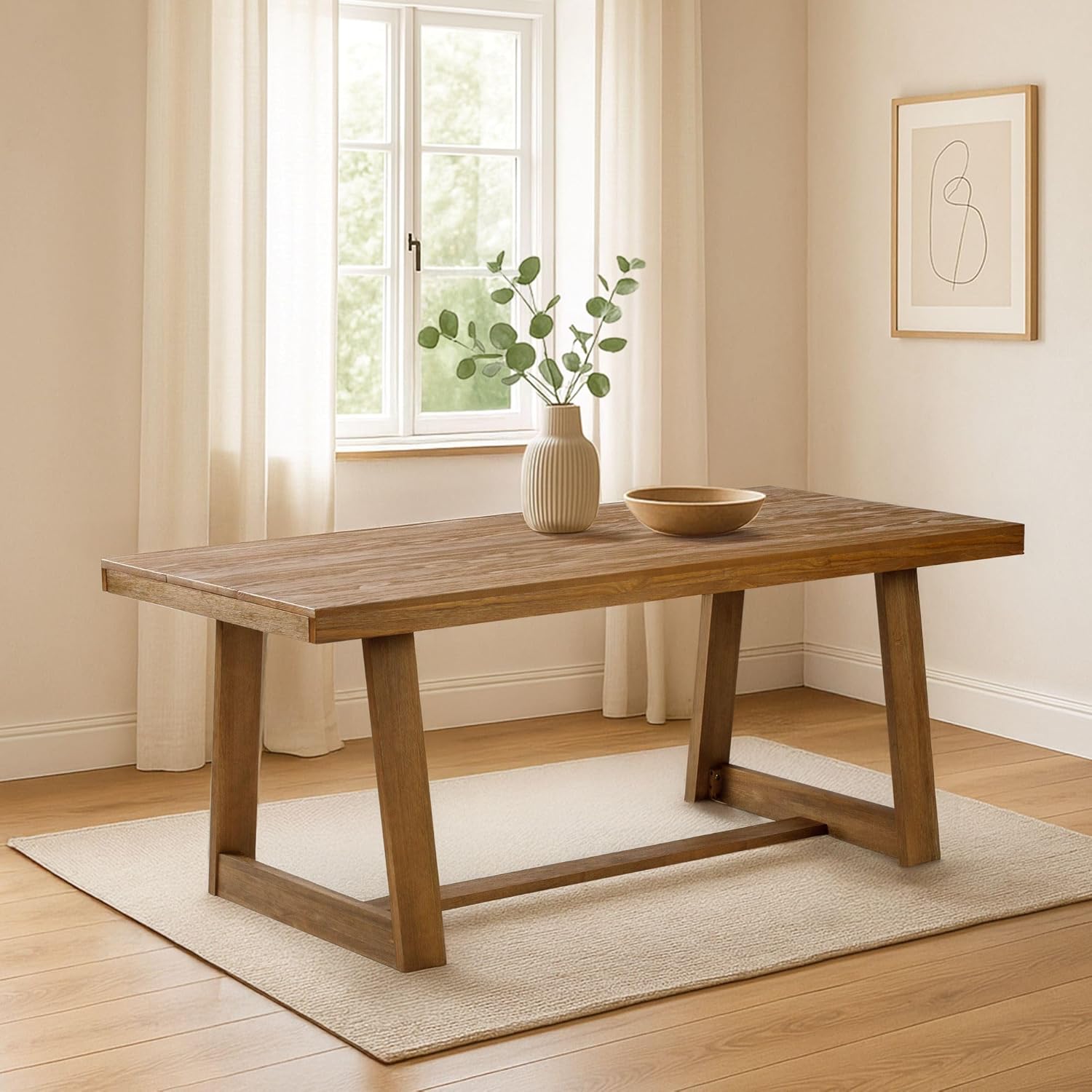 Merrick Lane Jessamine Solid Pine Farm Dining Table