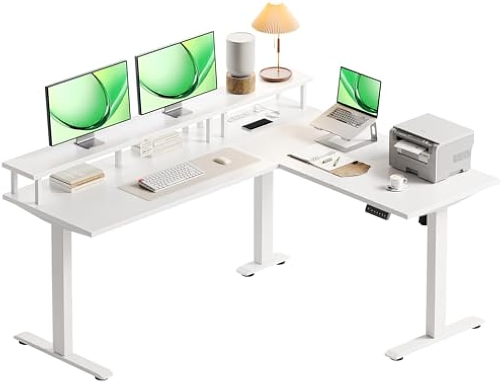 AODK 59-inch White L-Shaped Standing Desk