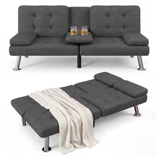 Flamaker Convertible Linen Futon Sofa Bed
