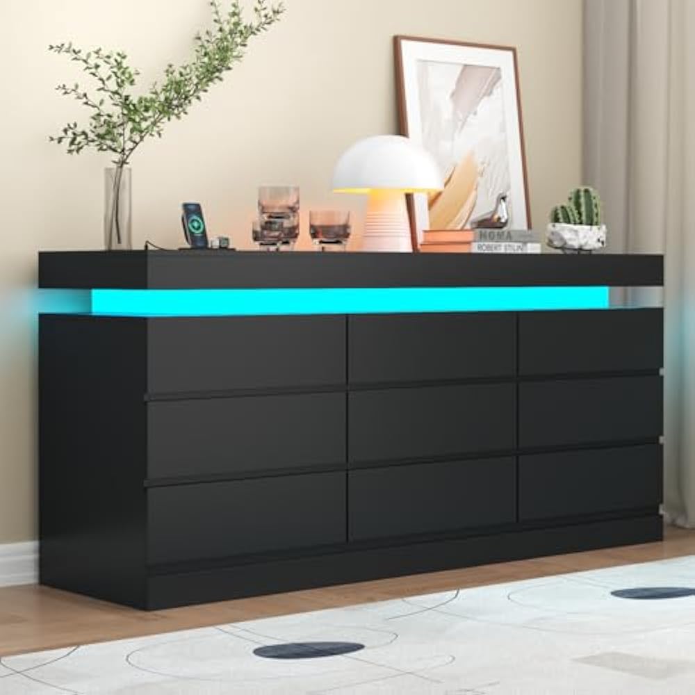Gyfimoie 9-Drawer Dresser with LED Light