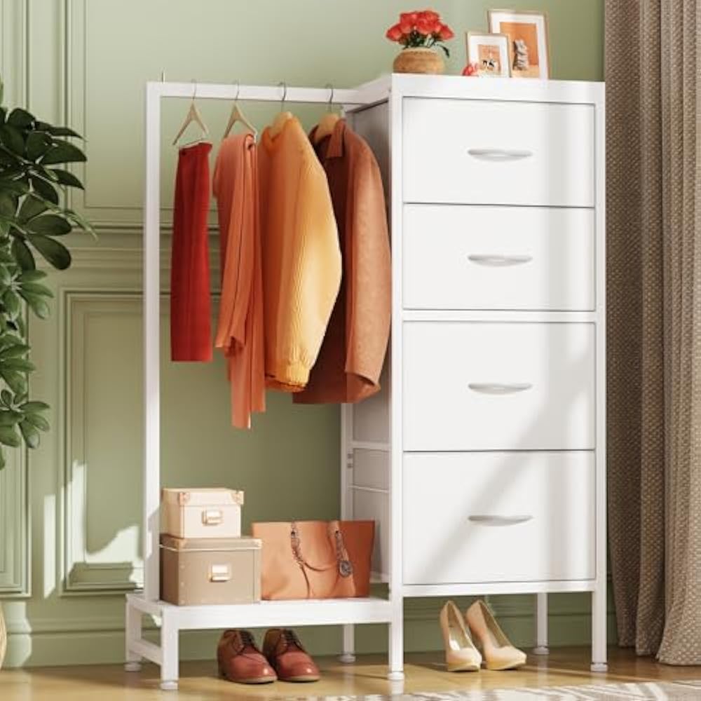 HIGDBFE Tall Dresser with Hanging Rack