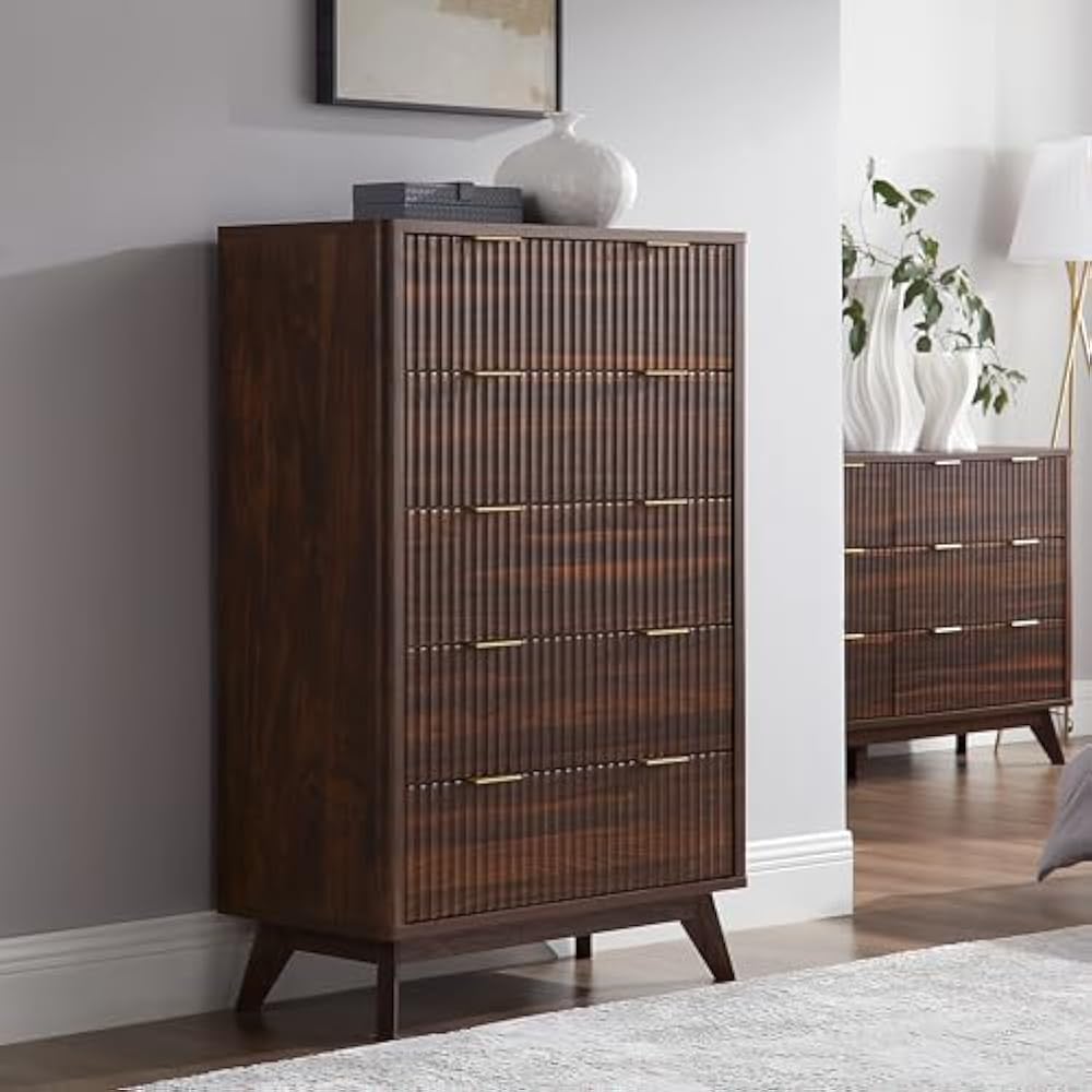 T4TREAM Fluted 5-Drawer Dresser