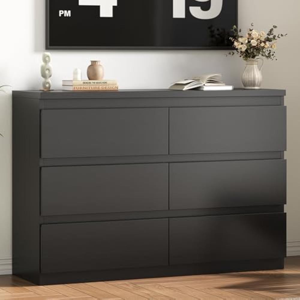 Jocoevol Modern Black 6-Drawer Dresser