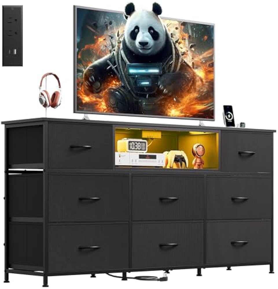 WLIVE Dresser TV Stand with LED Lights