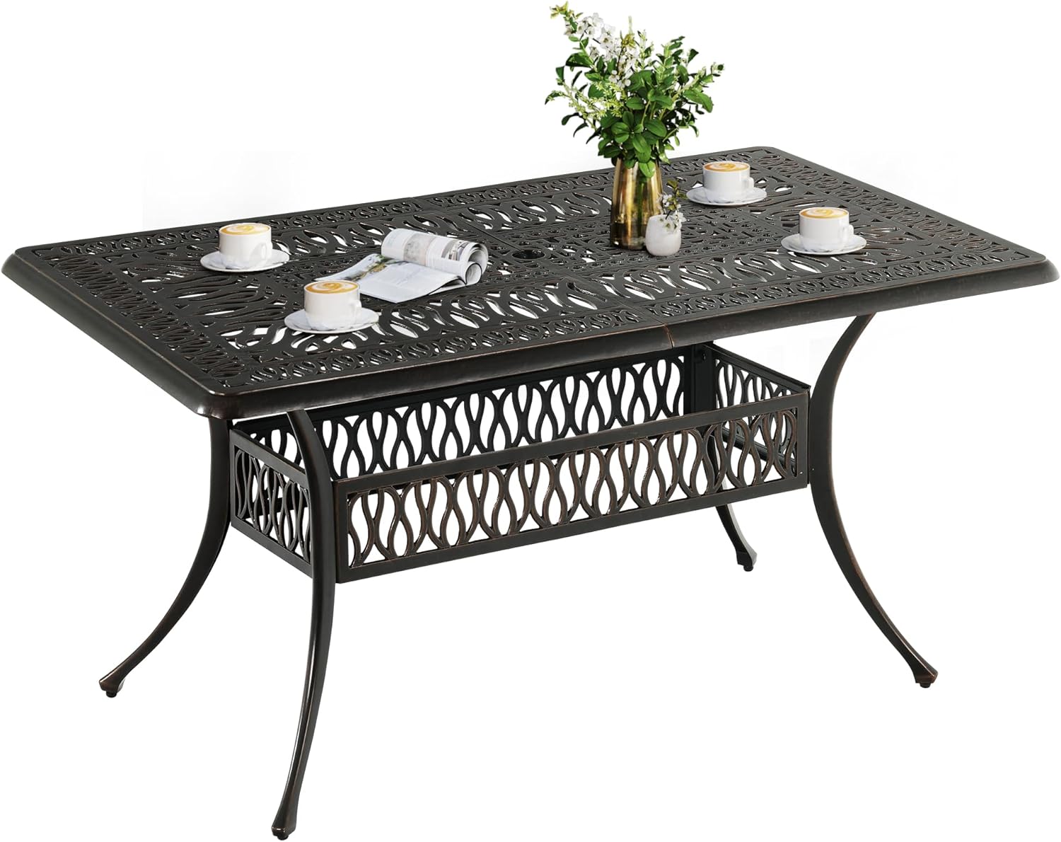 DWVO 59-inch Cast Aluminum Outdoor Dining Table