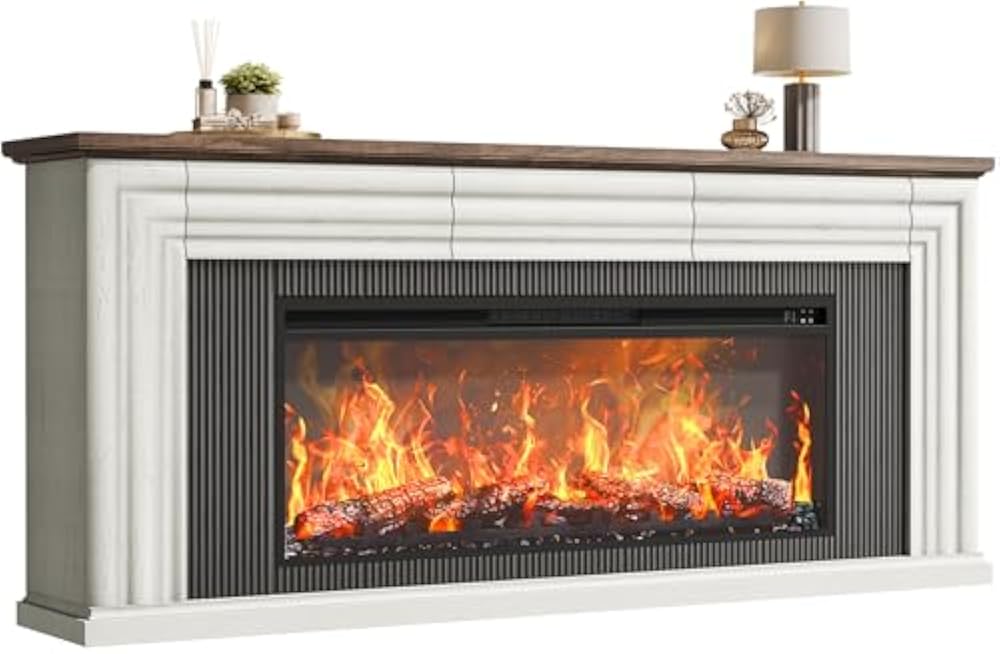 PRAISUN 70" Farmhouse Fireplace TV Stand