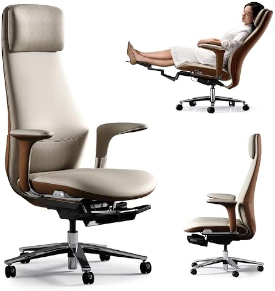 TOMU Top Grain Genuine Leather Chair