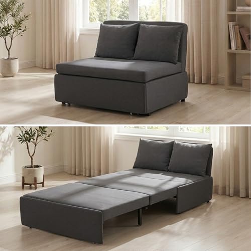 BALUS Twin Pull Out coastal folding sofa sleeper in blue