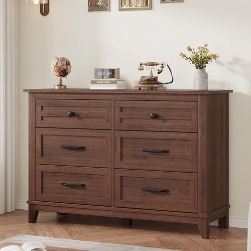 GarveeHome 6 Drawer Dresser - Walnut