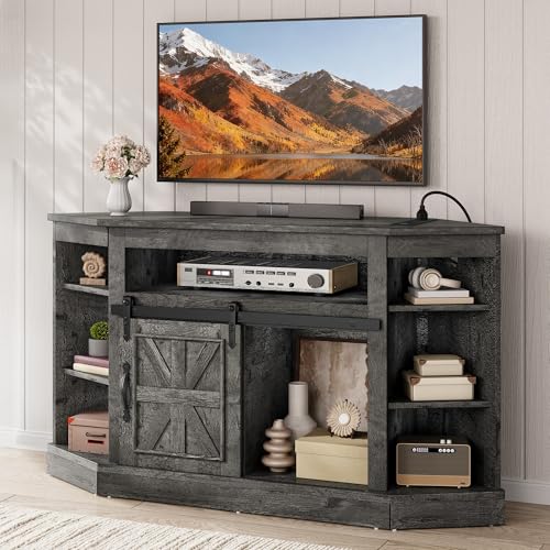YITAHOME Grey Wash Corner TV Stand