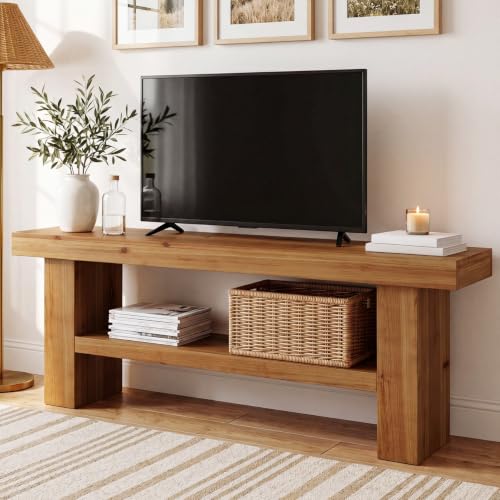 TRIBEWOOD 63" Solid Wood Barn Door TV Stand