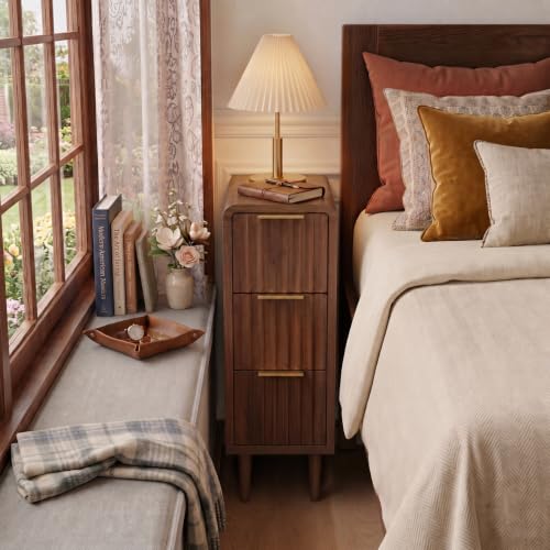 ETRONA Fluted Narrow Nightstand